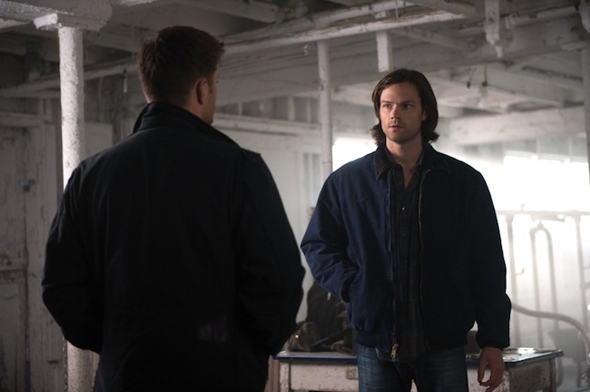 Supernatural -- "Clip Show"-- Image SN822b_0413 -- Pictured (L-R): Jensen Ackles as Dean and Jared Padalecki as Sam -- Credit: Diyah Pera/The CW --  © 2013 The CW Network. All Rights Reserved