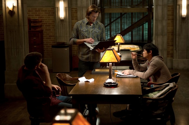 Supernatural -- "Holy Terror" -- Image SN909a_0103 -- Pictured (L-R): Jensen Ackles as Dean, Jared Padalecki as Sam, and Osric Chau as Kevin -- Credit: Diyah Pera/The CW --  &copy; 2013 The CW Network, LLC. All Rights Reserved