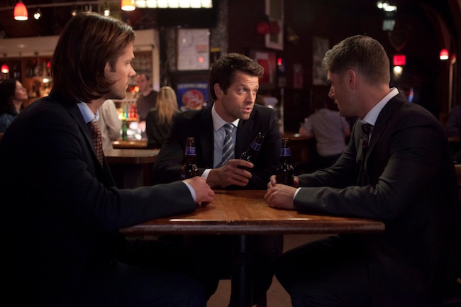 Supernatural -- "Holy Terror" -- Image SN909b_0070 -- Pictured (L-R): Jared Padalecki as Sam, Misha Collins as Castiel and Jensen Ackles as Dean -- Credit: Katie Yu/The CW -- &copy; 2013 The CW Network, LLC. All Rights Reserved