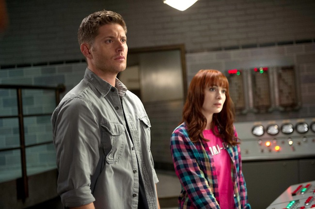 Supernatural -- "Slumber Party" -- Image SN904a_0247 -- Pictured (L-R): Jensen Ackles as Dean and Felicia Day as Charlie -- Credit: Diyah Pera/The CW --  © 2013 The CW Network, LLC. All Rights Reserved