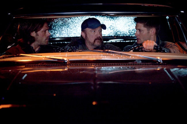 Supernatural -- "I Think Iâ€™m Gonna Like It Here" -- Image SN902a_0097 â€&ldquo; Pictured (L-R): Jared Padalecki as Sam, Jim Beaver as Bobby Singer, and Jensen Ackles as Dean -- Credit: Liane Hentscher/The CW -- &copy; 2013 The CW Network. All Rights Reserved