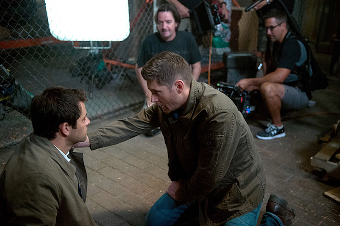 Supernatural -- "The Bad Seed" -- Image SN1101B_0132.jpg -- Pictured (L-R): Behind the scenes with Misha Collins and Director Jensen Ackles  -- Photo: Diyah Pera /The CW -- ÃÂ© 2015 The CW Network, LLC. All Rights Reserved.